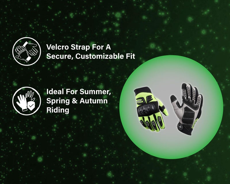 Axor Airstream Riding Gloves Providing Enhanced Grip and Impact Protection with Touchscreen Functionality and an Adjustable Fit-Black Neon Green-XL - Image 5