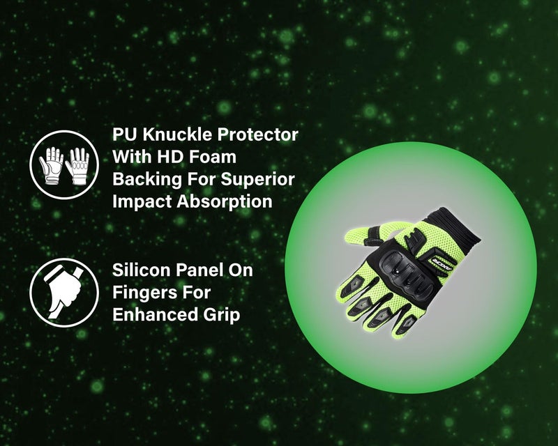 Axor Airstream Riding Gloves Providing Enhanced Grip and Impact Protection with Touchscreen Functionality and an Adjustable Fit-Black Neon Green-XL - Image 4