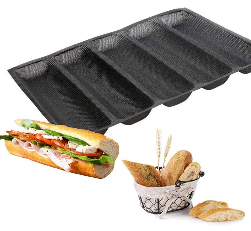 Baker Boutique Silicone Bread Mold 5 Loaf Baking Mould Flexible Reusable Forms Shapes Non Stick Perforated - Image 1
