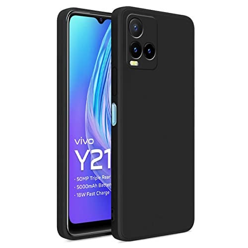 LIRAMARK Silicone Soft Back Cover Case for Vivo Y33T | Vivo Y21T | Vivo Y21s (Silicone Black) - Image 1