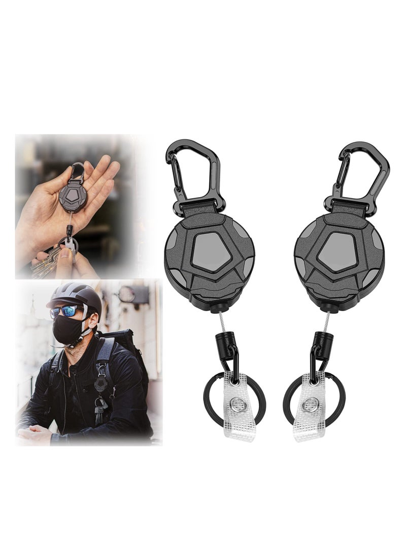 KASTWAVE 2 Pack Retractable Keychain, Heavy Duty Carabiner Badge Holder, Tactical Reel with Steel Retractable Cord, 8 oz  - Image 1