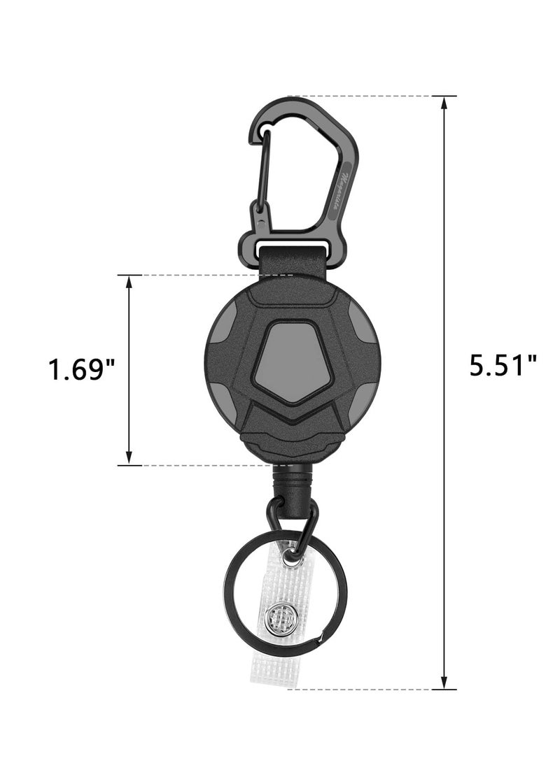 KASTWAVE 2 Pack Retractable Keychain, Heavy Duty Carabiner Badge Holder, Tactical Reel with Steel Retractable Cord, 8 oz  - Image 4
