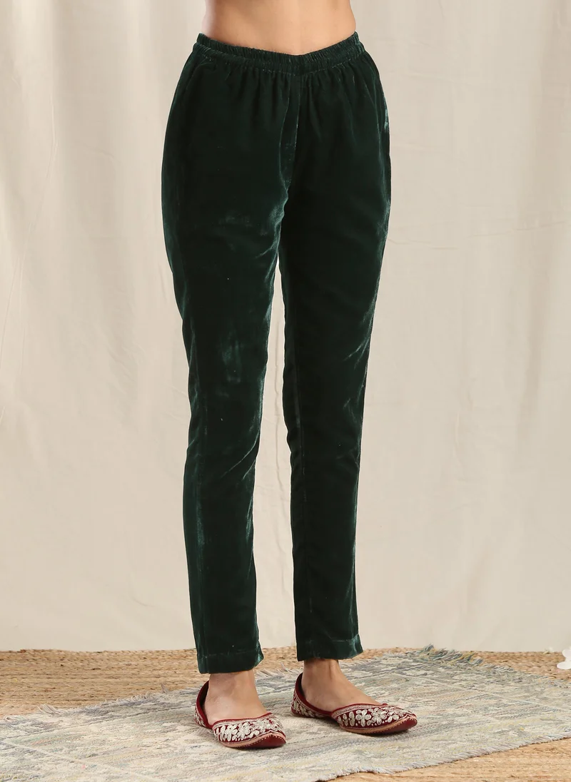 trueBrowns Green Velvet Pant