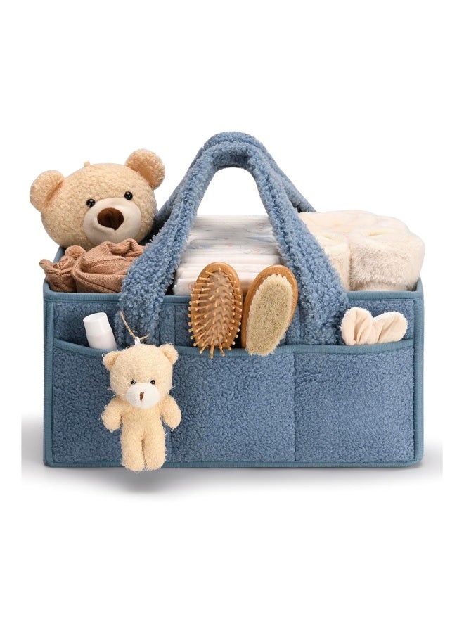 Sybil's Baby Diaper Caddy Organizer, Nursery Diaper Organizer, Car Caddy Organizer, Baby Storage Basket - Blue - Image 1