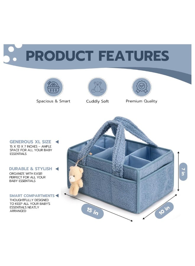 Sybil's Baby Diaper Caddy Organizer, Nursery Diaper Organizer, Car Caddy Organizer, Baby Storage Basket - Blue - Image 3
