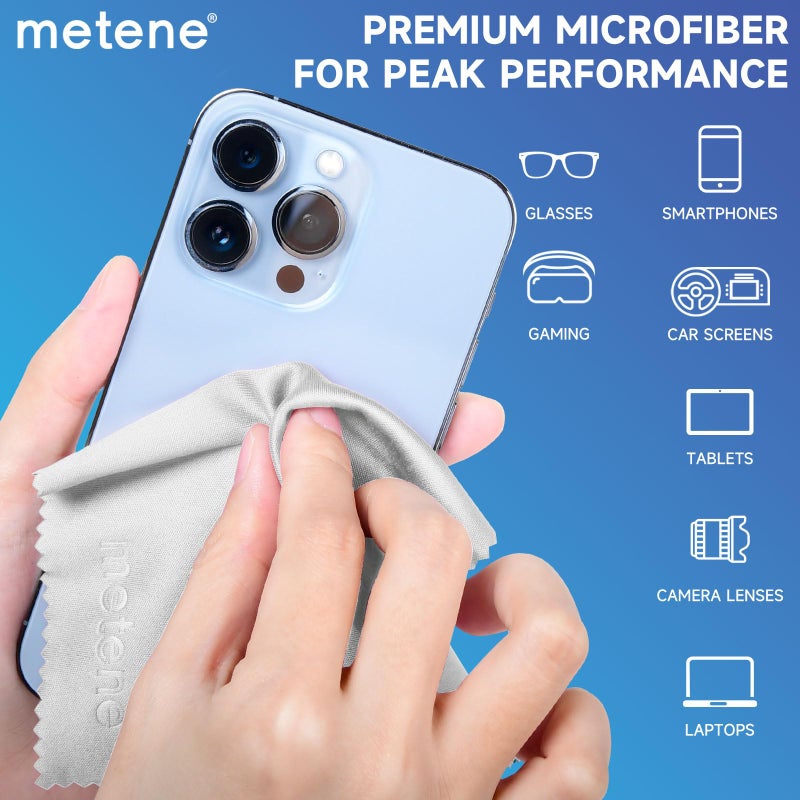 Metene Metene 12 Pack Microfiber Cleaning Cloth (6 "x7"), Individually Wrapped and Equipped with a Storage Box | Microfiber Cloth for Glasses, Screens, Camera Lens and More (Black&Gray)  - Image 4