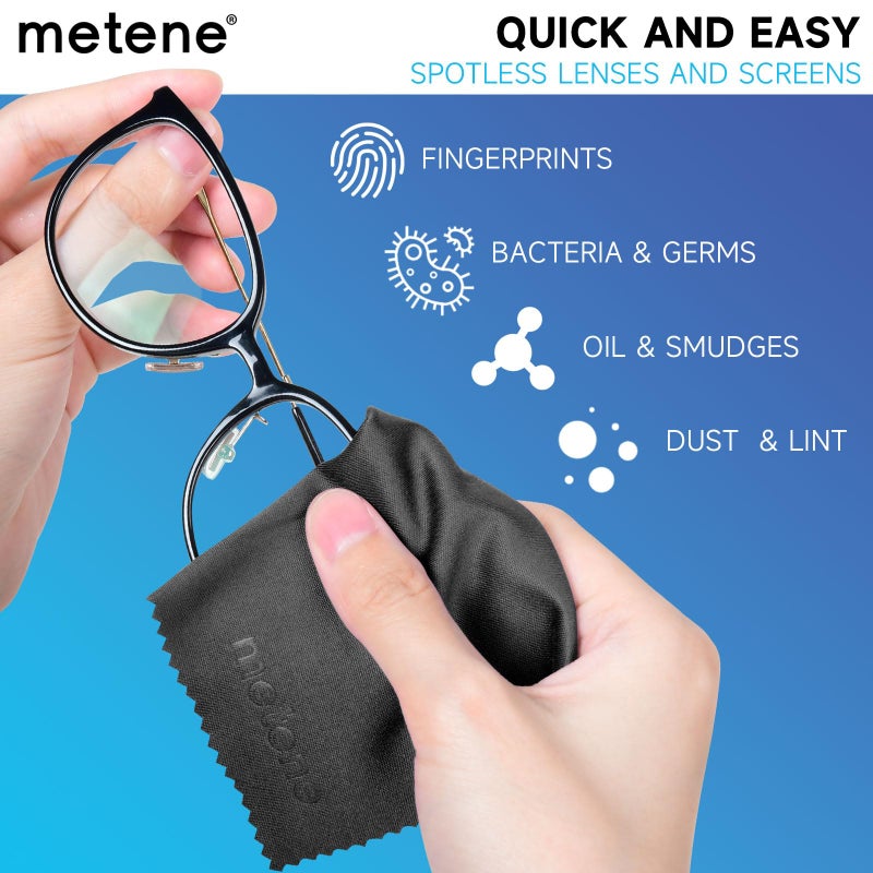 Metene Metene 12 Pack Microfiber Cleaning Cloth (6 "x7"), Individually Wrapped and Equipped with a Storage Box | Microfiber Cloth for Glasses, Screens, Camera Lens and More (Black&Gray)  - Image 3