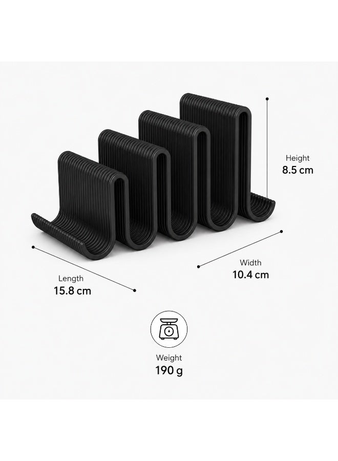 NAYATOPIA 4-Slot Multi-Device Holder for Tablets and Mobile Phones, Stepped Desktop Organizer, Black - Image 2