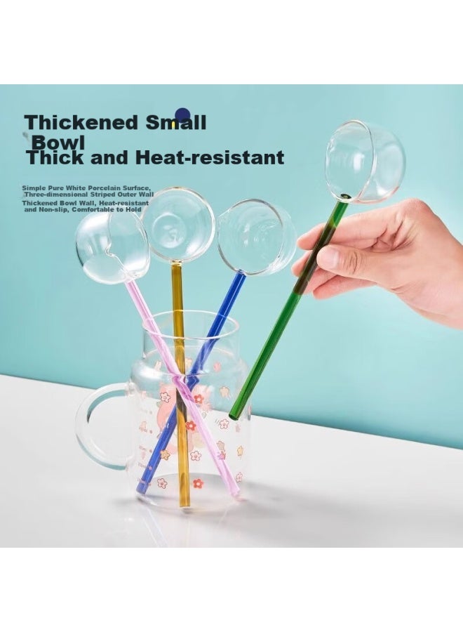 Weimingnuo High Borosilicate Glass Soup Ladle, Heat-resistant Soup Spoon, Aesthetically Pleasing Colorful Multifunctional Small Spoon, Blue-green, Set Of 2 - Image 2