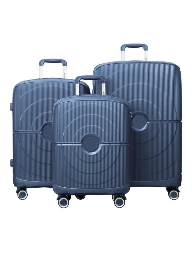 3 Piece Polypropylene Hard Side Luggage Set - Lightweight Spinner Suitcases with 360° Wheels | Durable Trolley Bags for Secure Travel (Small, Medium, Large) - Image 1