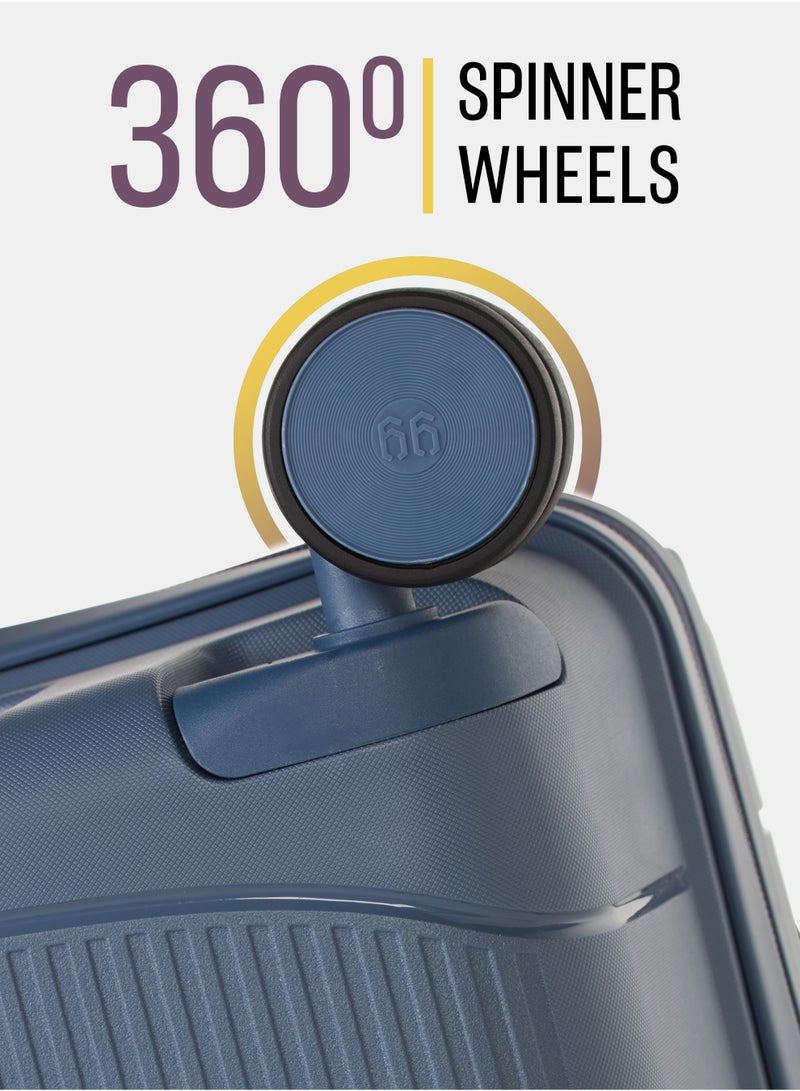3 Piece Polypropylene Hard Side Luggage Set - Lightweight Spinner Suitcases with 360° Wheels | Durable Trolley Bags for Secure Travel (Small, Medium, Large) - Image 5