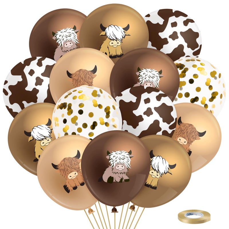 K1tpde Highland Cow Balloons Decorations 50PCS Cute Brown Cow Latex Balloon Set for Kids Baby Shower Western Cowboy Party Decor for Farmhouse Birthday Party Supplies - Image 3