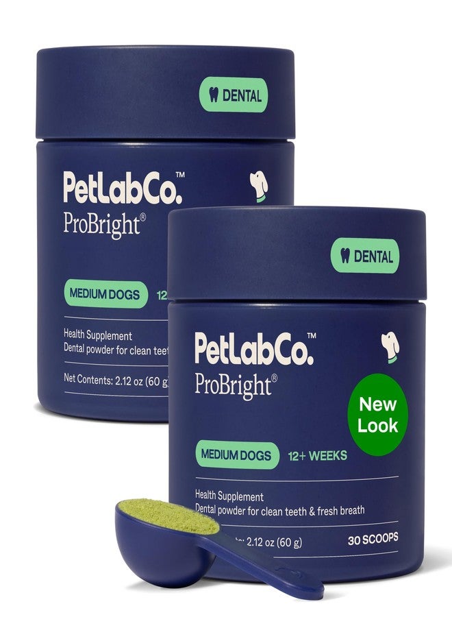 PetLab Co. ProBright Dental Powder - Dog Breath Freshener - Teeth Cleaning Made Easy - Targets Tartar & Bad Breath - Formulated for Medium Size Dogs - Pack of 2 - Image 1