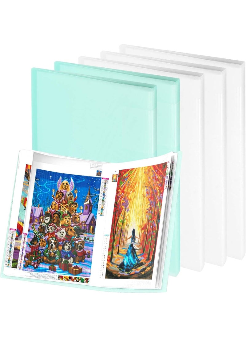 JAPCHET JAPCHET 6 Pack Diamond A3 Painting Storage Book 180 Clear Pockets Art Portfolio Presentations Folder Diamond A3 Painting Folder for Artwork Green White  - Image 1