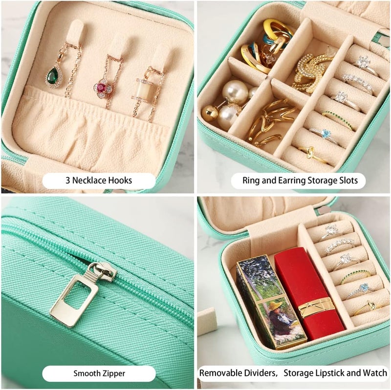 ZPROW Travel Jewelry Case, Mini Portable Jewelry Travel Boxes, Small Jewelry Organizer for Rings, Earrings, Pendants, Watches, Necklaces, Lipsticks Organizer Storage Holder Case (Cyan Blue-6packs) - Image 5
