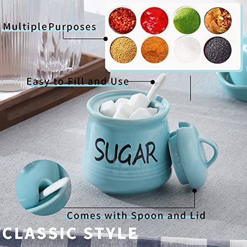 HAOTOP Porcelain Sugar Bowl with Lid and Spoon 12oz (Turquoise) - Image 4