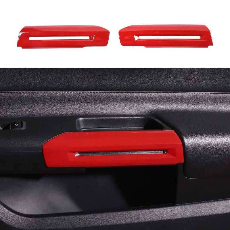 Jimen Compatible with Ford Mustang 20152023 2PCS Inner Door Handle Cover Trim Frame Red - Image 2