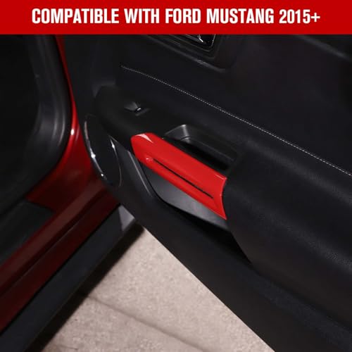 Jimen Compatible with Ford Mustang 20152023 2PCS Inner Door Handle Cover Trim Frame Red - Image 3
