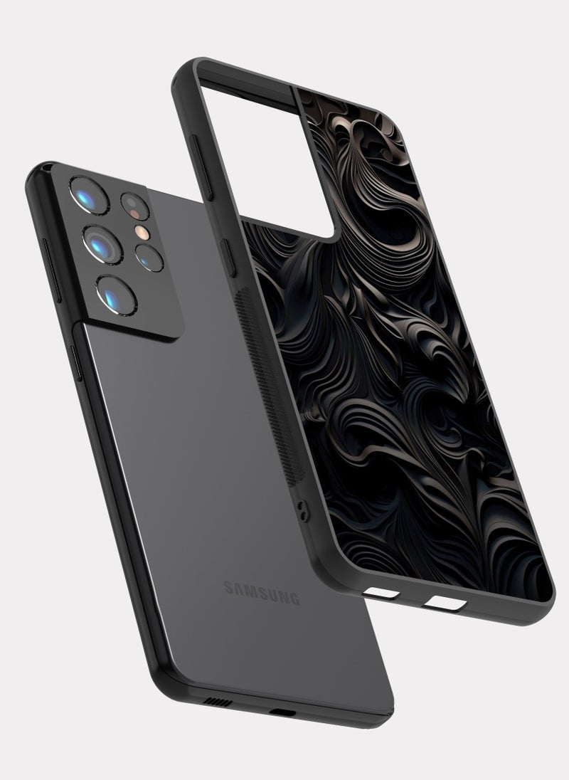 بكسلات كفر سامسونج جالكسي اس 21 الترا موجات سوداء فن تجريدي اسود - Image 2