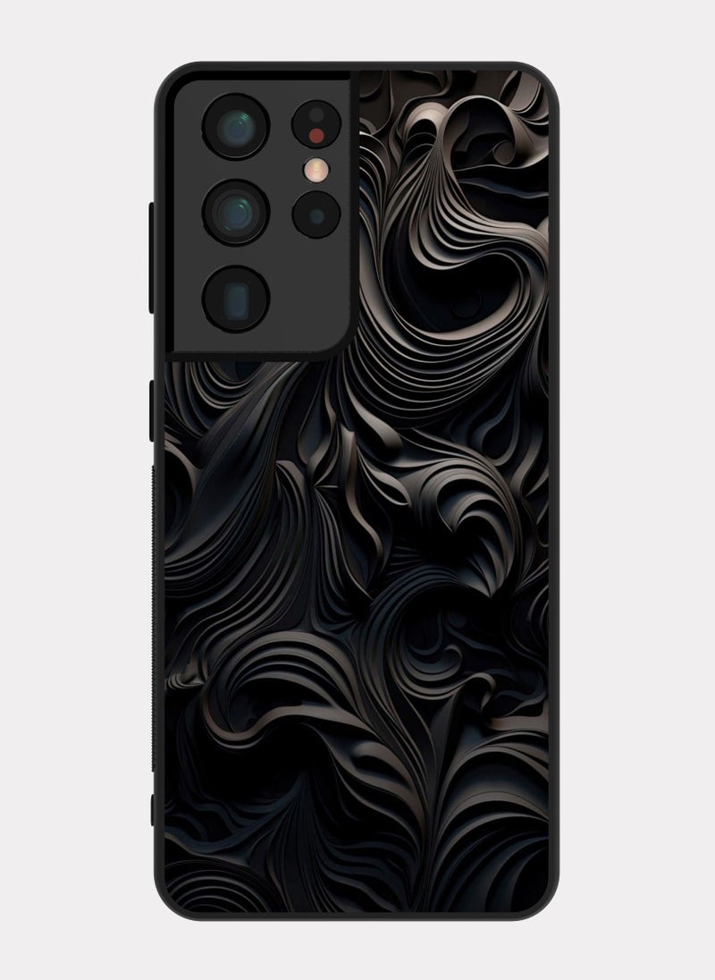 بكسلات كفر سامسونج جالكسي اس 21 الترا موجات سوداء فن تجريدي اسود - Image 1