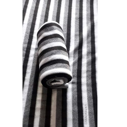 CHANDRAVATI Stylish Polar Striped Single Bed AC Fleece Wool Blanket - 58x88 Inch (Black and White) Skin Friendly. (20) - Image 3