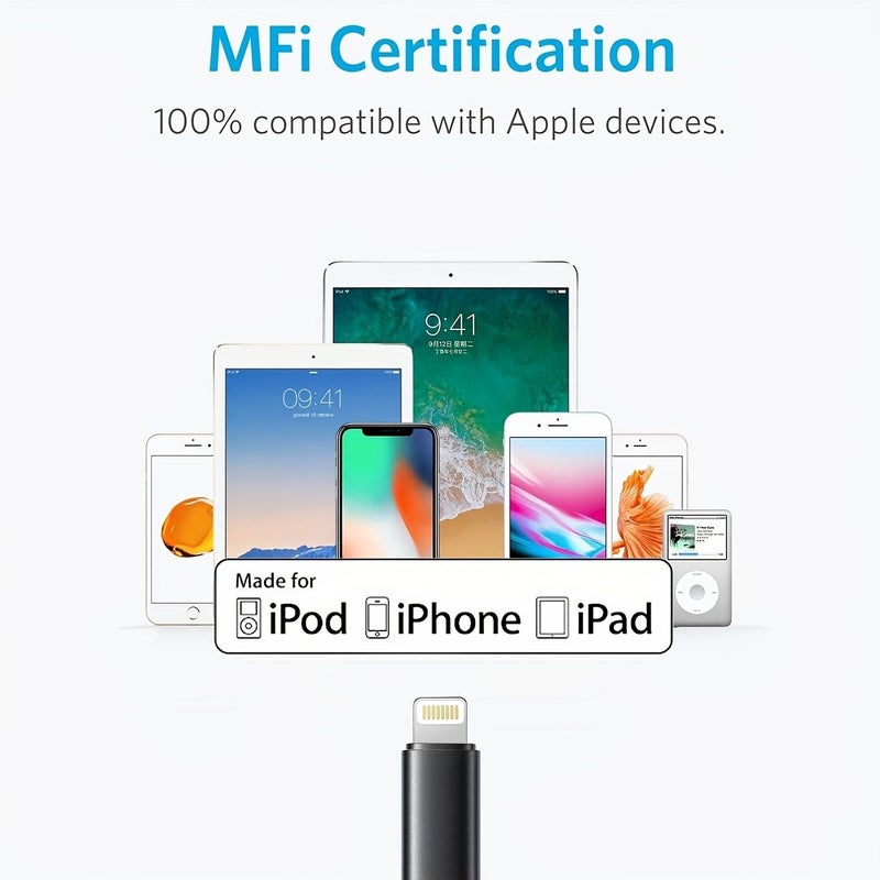 كابل USB A إلى Lightning معتمد من MFI، بطول 2 متر، عبوة من 3 قطع (بنفسجي، أحمر، أسود) لأجهزة iPhone وiPad - Image 2