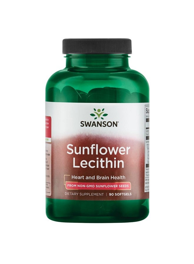 Swanson Sunflower Lecithin - Herbal Supplement Promoting Healthy Brain Function - Natural Formula Supporting Heart Health & Healthy Lipid Balance - (90 Softgels, 1200mg Each) - Image 1