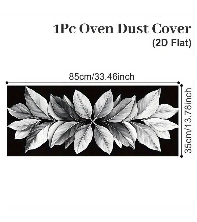 Elegant Leaf Pattern Reusable Polyester Oven Dust Cover Non Stick Kitchen Decor Protector For Microwave Stove And Oven Black White Easy Clean 1pc - Image 5