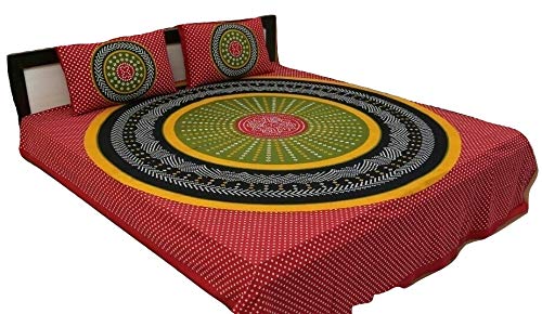 Bedsheet Hub Presents Rajasthani Jaipuri Traditional Sanganeri Print 144 TC 100% Cotton Double Bedsheet with 2 Pillow Covers - Image 2