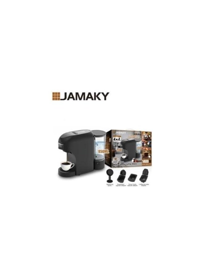 JAMAKY Multi Capsule Coffee Maker with Italian technology JMK9016 , 3 in 1 Household 1400W Automatic Drip Coffee Machine With 7 level volume selection DIY your taste 850mL Water Capacity - Black - Image 3