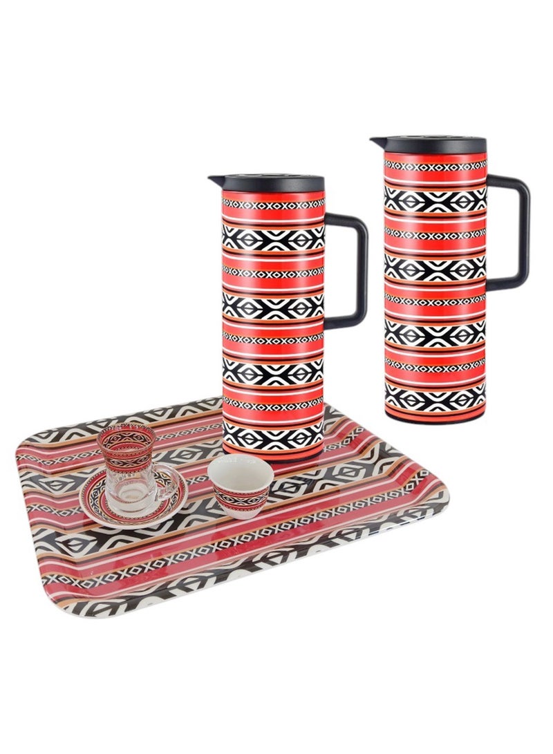 extra home 21-Piece Hospitality Set – 2 Thermal Coffee Pots, Tea & Coffee Cups, Saucers, Serving Tray – Elegant Design & Thermal Insulation - Image 2