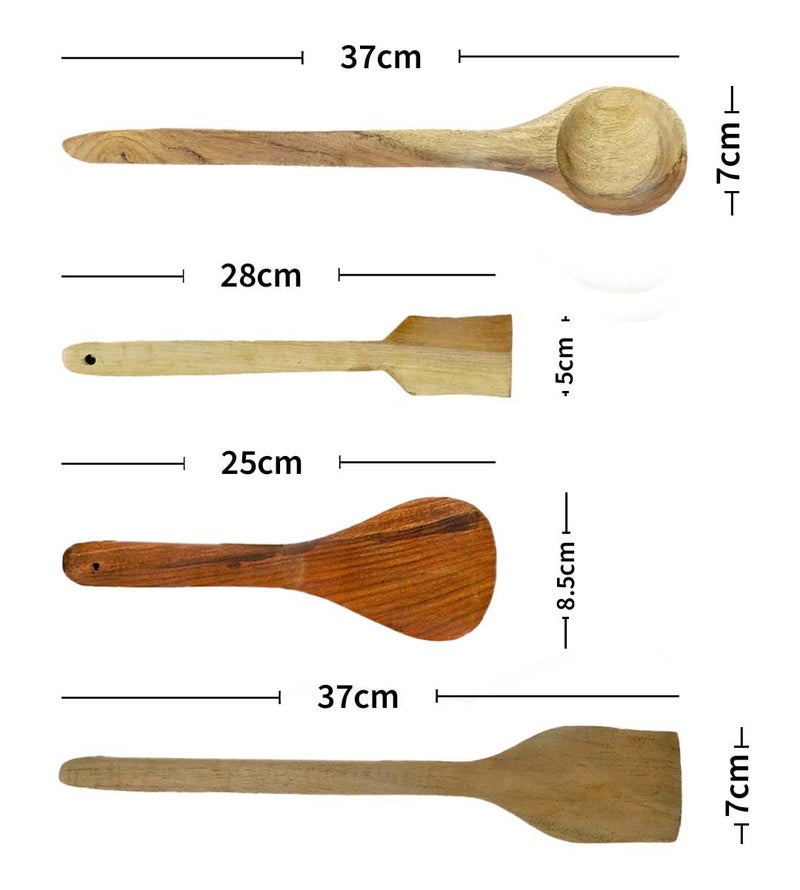 NeviCollections Handcrafted Variety: Wooden Serving Spoons with Unique Lengths and Widths - Image 5