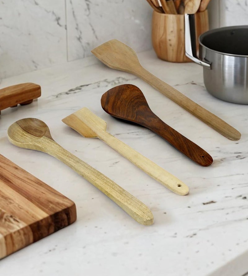 NeviCollections Handcrafted Variety: Wooden Serving Spoons with Unique Lengths and Widths - Image 4