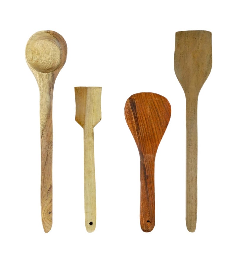 NeviCollections Handcrafted Variety: Wooden Serving Spoons with Unique Lengths and Widths - Image 1