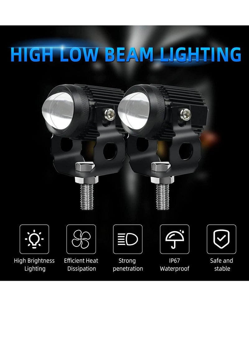 Loquat Motorcycle Driving Light LED High Low Beam Yellow White Fog Light 3 Modes Adjustable Bracket IP67 Waterproof 60W 3575SMD DC 9-30V Work Lamp Compatible with Tractor Truck Car SUV 2Pcs Black - Image 5