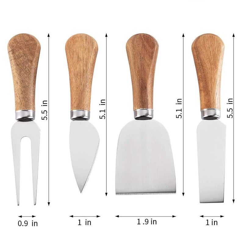 Cheese Cutter Set with Bamboo Handle, Stainless Steel Cheese Knives with Original Bamboo Handle, Sharp Butter Knife, Spatula for Cake Utensils - Image 2