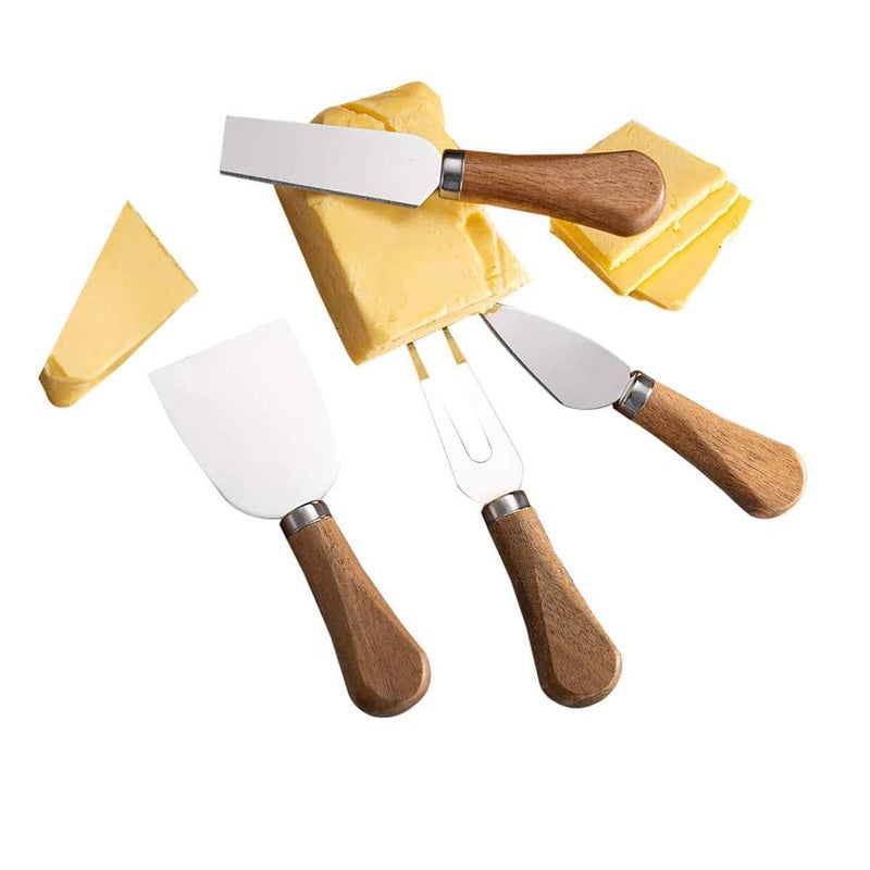 Cheese Cutter Set with Bamboo Handle, Stainless Steel Cheese Knives with Original Bamboo Handle, Sharp Butter Knife, Spatula for Cake Utensils - Image 3
