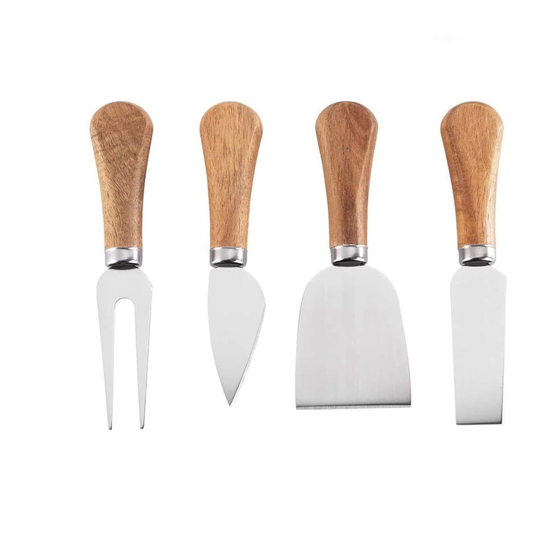 Cheese Cutter Set with Bamboo Handle, Stainless Steel Cheese Knives with Original Bamboo Handle, Sharp Butter Knife, Spatula for Cake Utensils - Image 1