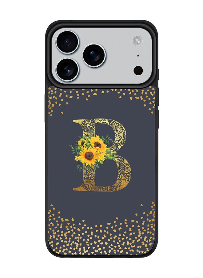 Stylizedd iPhone 17 Pro Max Case, [Compatible with MagSafe] Slim Magnetic cover Phone Case iPhone 17 Pro Max -Custom Floral Monogram - B  (Grey ) - Image 1
