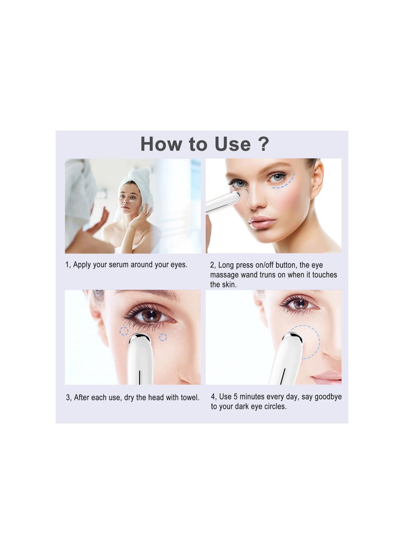 Captaintech Eye & Face Massage Wand with Heat & Cooling, Vibrating Eye Massager for Reducing Eye Fatigue, Puffiness, Dark Circles & Bags, USB Rechargeable, Portable Design (1 Pack)  - Image 3