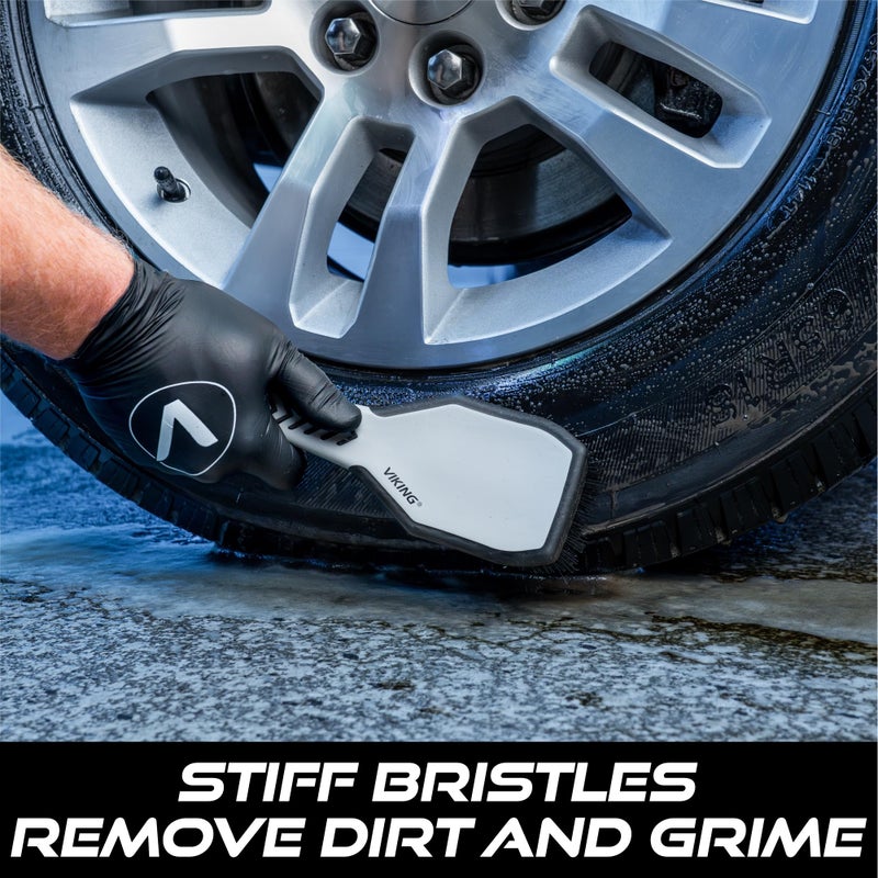 VIKING Tire Brush and Wheel Brush for Cleaning Car, Tires, Car Wash, Grey, 10.3 x 3.3 x 2.3 inch - Image 3