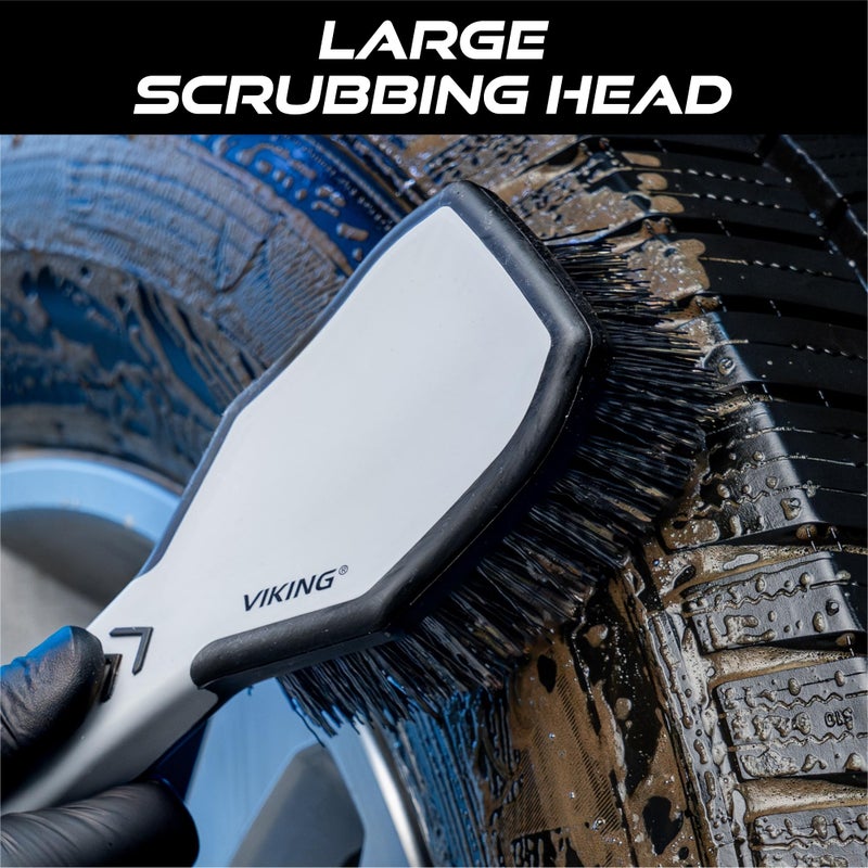 VIKING Tire Brush and Wheel Brush for Cleaning Car, Tires, Car Wash, Grey, 10.3 x 3.3 x 2.3 inch - Image 2