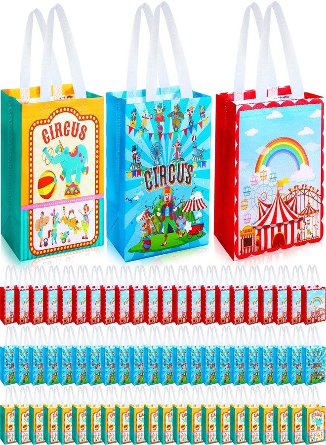 Eccliy 80 Pcs Carnival Gift Bags Bulk, Circus Party Favors Non Woven Reusable Carnival Tote with Handle, Fiesta Glossy Bag for Classroom Reward, School Event, Festival Party Supplies, 10 x 8 x 4.7 in - Image 1