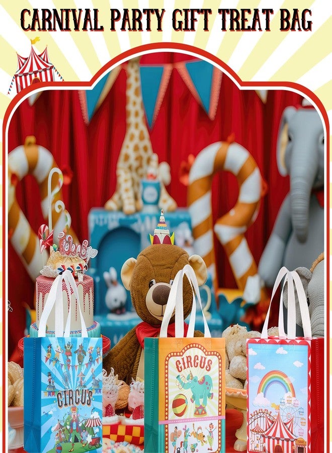 Eccliy 80 Pcs Carnival Gift Bags Bulk, Circus Party Favors Non Woven Reusable Carnival Tote with Handle, Fiesta Glossy Bag for Classroom Reward, School Event, Festival Party Supplies, 10 x 8 x 4.7 in - Image 3