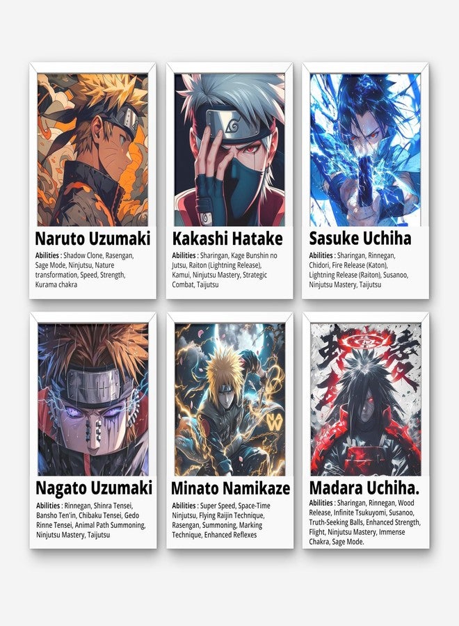 Posters Inc Naruto Posters, Anime Merchandise Wall Decoration Items for Living Room, Aesthetic Home Decor Item, Birthday Gifts for Men, Boyfriend, 300 GSM Print, Set of 6 A4 Size Paper with Gluedots - Image 1