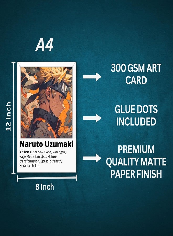 Posters Inc Naruto Posters, Anime Merchandise Wall Decoration Items for Living Room, Aesthetic Home Decor Item, Birthday Gifts for Men, Boyfriend, 300 GSM Print, Set of 6 A4 Size Paper with Gluedots - Image 3