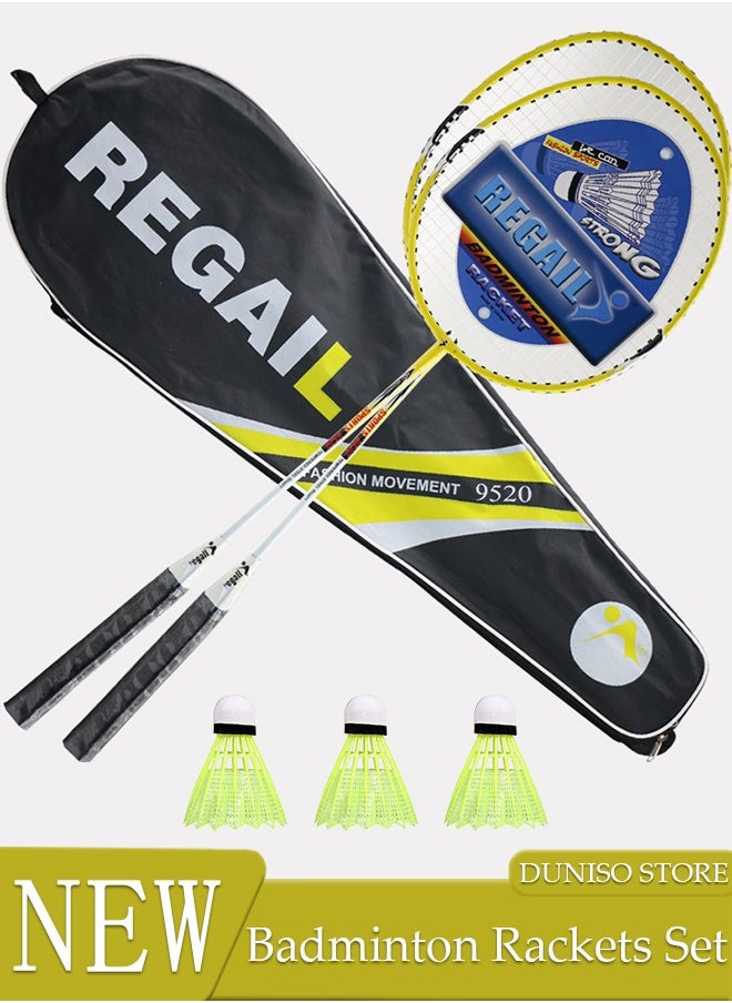 DUNISO Badminton Rackets Set 2 Player Badminton Rackets Lightweight Badminton Racquet with 3 Shuttlecocks and 1 Carrying Bag,Badminton Backyard Games for Outdoor,Garden,Beach,Family Fun Game  - Image 1