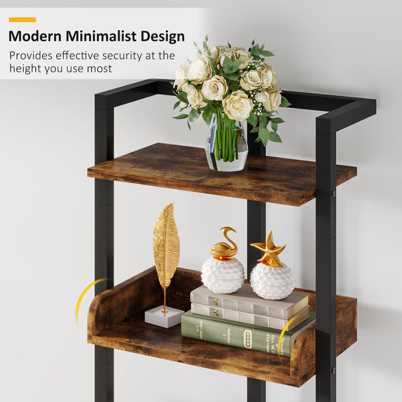 Hosfais Book Shelf Narrow Bookshelf: 5 Tier Wood Bookcase with Metal Edge Protection Industrial Modern Bookshelf Book Storage Organizer for Living Room Bedroom Home Office (Rustic Brown) - Image 2