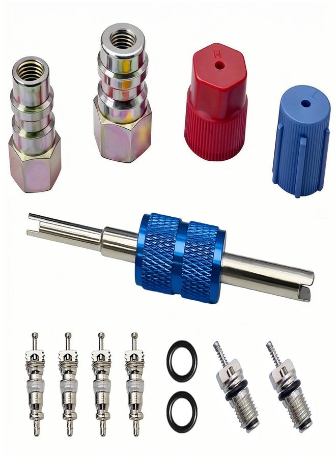 Aracey R12 to R134A AC Retrofit Fitting Adapter Kit, R12 R22 to R134A High/Low Fitting Port Retrofit 1/4’’ to 7/16"-20 UNF Conversion Adapter,Fits for AC Air Conditioner Refrigerant - Image 1