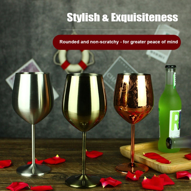 Stainless Steel Wine Glasses 14oz Unbreakable Metal Wine Glass Unique Cocktail Goblets for Engagement Anniversary Pool Party - Image 3